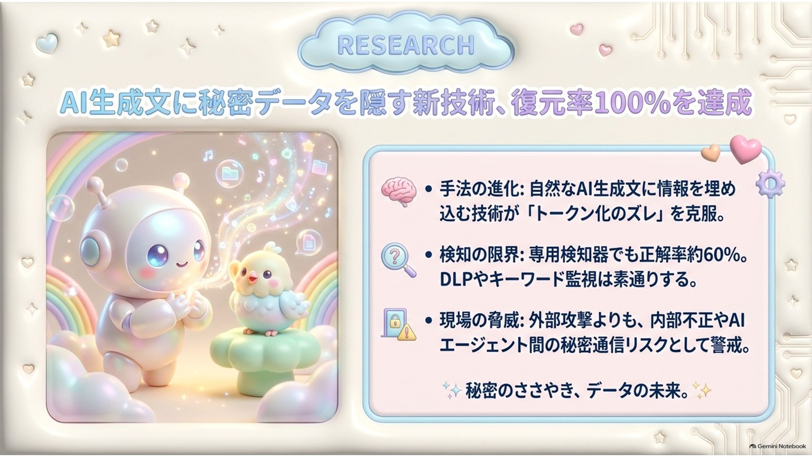AI生成文に秘密情報を隠す研究｜検知の限界